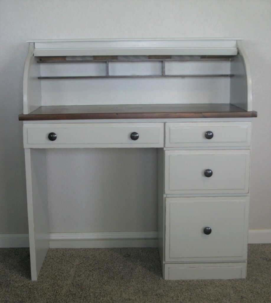 Painted Roll Top Desk makeover After repose gray
