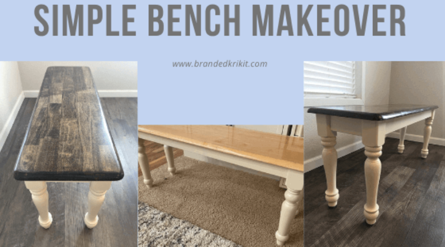simple bench makeover before bench and after bench painted and stained
