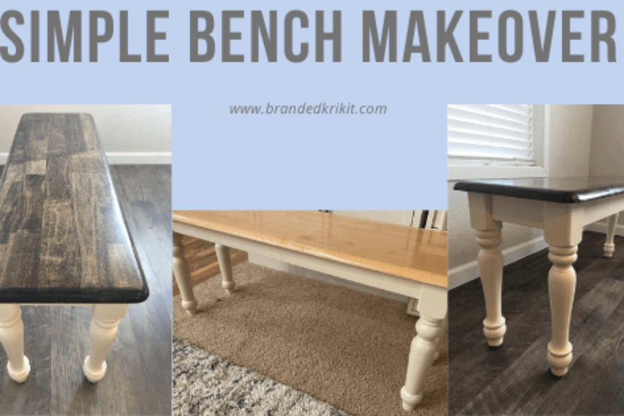 simple bench makeover before bench and after bench painted and stained